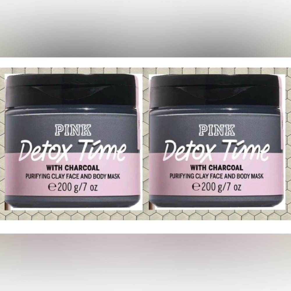 Victoria’s Secret PINK Detox Time Charcoal Clay Face & Body Mask x 2 jars New